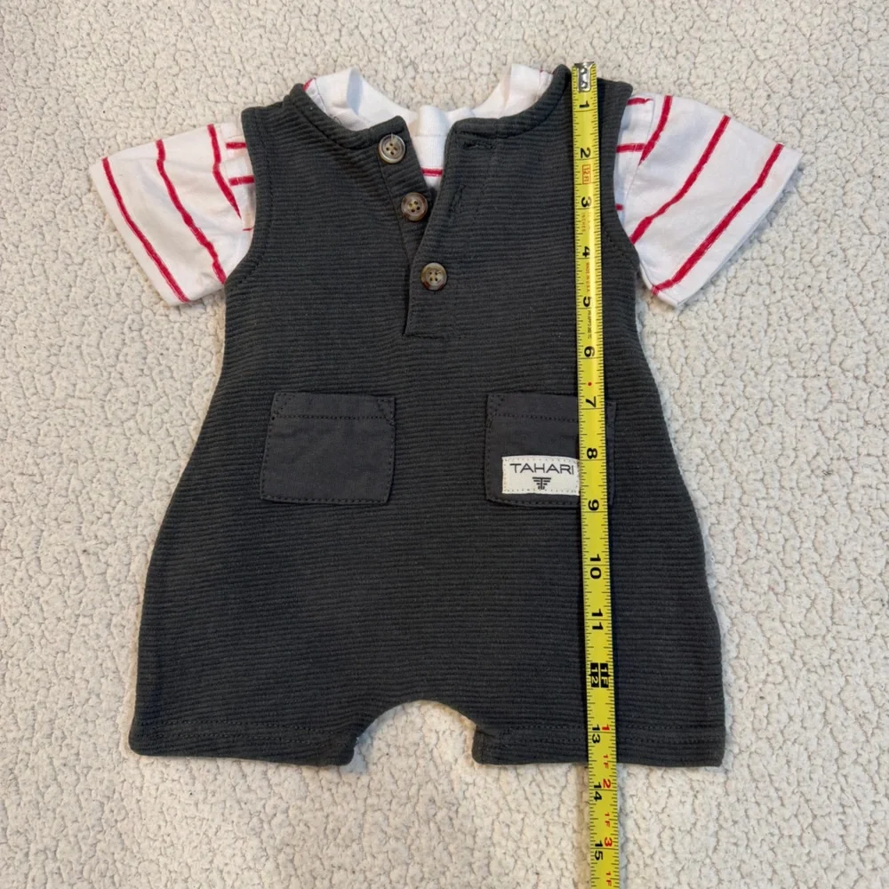 Tahari Baby Boy 0–3M Romper + Striped‎ Tee Set